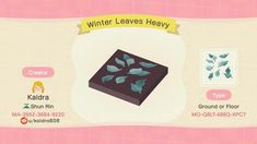 an animal crossing game screen with the caption'winter leaves heavy'on it