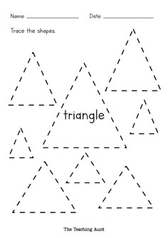 triangle shape worksheet with the word's name in black and white,