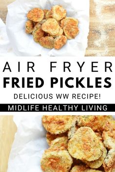 air fryer fried pickles recipe with text overlay