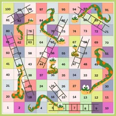 snakes and ladders with numbers in the background royalty illustration for children's books