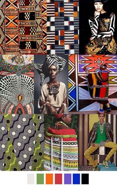 a collage of african art with different colors