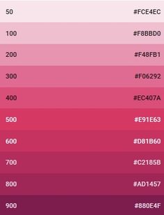 the pantone color chart for different shades of pink, purple and red with text that reads