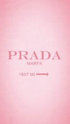 a pink background with the words prada marfa and an arrow