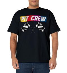 PRICES MAY VARY. Hosting a Racecar Party? This Pit Crew T-Shirt with Checkered Flags is perfect for Mom's, Dad's, when hosting a race car theme birthday party. this Official PIT CREW t shirt is an easy, last minute, simple Halloween costume. This shirt is also the perfect car lover race day gift for Mother's Day, Father's Day, Valentine's day, Christmas, Halloween, birthdays, anniversaries, retirement, or to wear to any auto race day party. Lightweight, Classic fit, Double-needle sleeve and bott Pre-shrunk Crew Neck T-shirt For Tailgating, Race Car Themes, Car Shirts, Cars Theme Birthday Party, Car Themes, Easy Halloween Costumes, Car Lover, Host A Party, Race Day