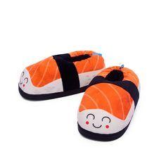 Sashimi rollin', they hatin'... Moshi moshi! Please welcome to the stage... Shoe-shi slippers Probably our most ado-raw-ble footwear yet, just one look at they're cute little smiles will guarantee to maki you feel rice.  Why did the sushi cross the road? Sushi could get to the other side! Go wherever you want in our new Sushi Slippers, which have a soft rubber sole and a squishy footbed with an elasticated back to keep your feet snugger than a well-wrapped California roll. Shoe-shi slippers' flexible fit and all-round gorgeousness make them more versatile than a bowl of white rice and they're the perfect accessory for your next sushi night!   FEATURES 🍣 No chopsticks needed 🍣 Perfect for indoor and outdoor use 🍣 The ideal gift for your soymate 🍣 Salmon nigiri special 🍣 Available in 3 Funny Slippers, Sushi Party, Sushi Night, California Roll, White Elephant, The Ultimate Gift, Secret Santa Gifts, Anime Kawaii, Gag Gifts