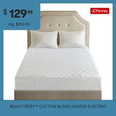 a bed with white sheets and pillows on it for $ 12 99 reg $ 350 00