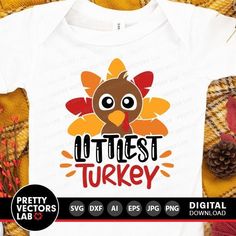 a white shirt with the words little turkey on it and an image of a turkey