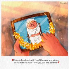 an image of a baby being held in front of a mirror with the caption dearest grandma, i wish i could hug you and let you know that how much i love you, just one last time