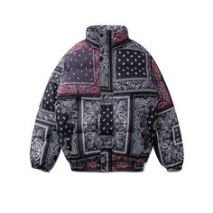 Retro Cashew Flower Full Print Padded Coat Street Jacket, Men Parka, Streetwear Jackets, Hooded Jacket Men, Mens Parka, Navy And Khaki, Mens Winter Coat, Dark Icon, Padded Coat