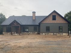 a large house sitting on top of a dirt field