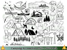 camping accessories png - svg pack