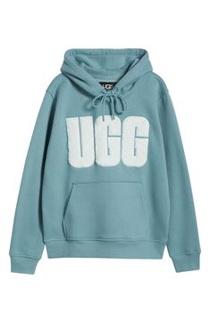 Logo lettering filled with silky faux fur ups the cozy vibes of this laid-back cotton-blend hoodie that offers signature UGG warmth. 25" length (size Medium) Lined drawstring hood Ribbed cuffs and hem Kangaroo pocket 55% cotton, 45% polyester with 100% polyester faux-fur contrast Machine wash, tumble dry Imported Casual Cotton Hoodie With Logo Lettering, Winter Loungewear Hoodie With Logo Print, Winter Hoodie With Logo Print For Loungewear, Trendy Logo Print Hoodie For Loungewear, Winter Letter Print Hoodie For Loungewear, Cozy Fit Hoodie With Letter Print, Christmas Gift List, Cozy Vibes, Letter Logo