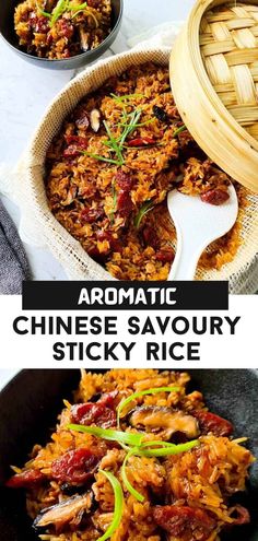 Chinese Savory Sticky Rice, Sticky Rice Sauce Recipe, Savory Sticky Rice Recipe, Chinese Sticky Rice In Rice Cooker, Asian Sticky Rice Recipes, Chinese Sticky Rice Recipe, Sticky Rice In Rice Cooker, Chinese Rice Noodles, Chinese Sticky Rice