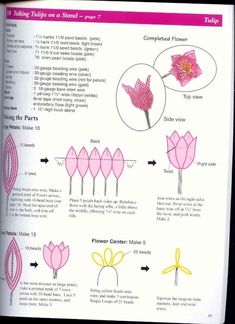 an open book with instructions on how to make flowers