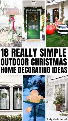 Christmas decorations are the perfect way to share the holiday spirit with people around you. From twinkling lights to creative displays, these 50 outdoor christmas decor ideas will help you transform your home into a merry and bright haven. Let’s get started! #ChristmasDecor #HolidayHome #FestiveVibes #DeckTheHalls #christmasdecoration #merryhome #merrychristmas #WinterWonderland #christmasvibes Easy Outdoor Holiday Decorations, Front Yard Xmas Decorations, Outdoor Christmas Decor No Lights, Outdoor Christmas Decorations Minimalist, Simple Christmas Yard Decor, Christmas Decorating Outside Of House, Simple Christmas Outside Decor, Christmas Garden Decor Ideas, Outdoor Walkway Christmas Decor