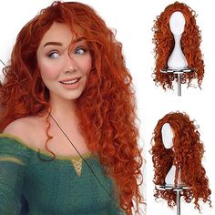 Category:Synthetic Wig; Gender:Women's; Wig Type:Cosplay Wig; Characters:Merida; Cosplay Works:Brave; Color Shade:Red; Hair Material:Synthetic Hair; Cap Construction:Machine Made; Texture:Curly; Length:Long; Heat Resistant:Yes; Listing Date:06/23/2021; Hairstyle:Asymmetrical; Can Be Permed:No Brave Cosplay, Merida Cosplay, Human Hair Pieces, Hairpieces For Women, Monofilament Wigs, Princess Cosplay, Halloween Wigs, Cheap Human Hair, Wigs Online