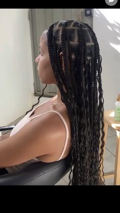 20 Braids Hairstyle, Big Bohemian Braids, Knotless Big Braids Hairstyles, Big Goddess Box Braids, Big Box Braids With Curls, Vacation Braids The Beach, Box Braids On White Women, Fast Braids For Black Women, Thick Goddess Braids