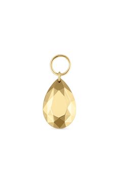 This pear-cut charm crafted from 14-karat gold adds multifaceted shine to your favorite hoops and chains. 1/2" drop; 3/8" width Threaded post back 14k gold Imported Faceted Teardrop Pendant In Yellow Gold, Yellow Gold Briolette Charms Jewelry, Yellow Gold Diamond Cut Teardrop Jewelry, Yellow Gold Faceted Teardrop Jewelry, Faceted Drop Yellow Gold Jewelry, Faceted Yellow Gold Drop Jewelry, Yellow Gold Teardrop Faceted Jewelry, Gold Pear-shaped Diamond Cut Jewelry, Maria Tash