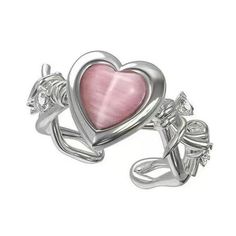 Describe: Product name: Pink Love Ring Product size: One size fits all Product color: As shown in the figure Product material:alloy Product features: 1. This adjustable pink open heart ring is a charming accessory suitable for women to wear, perfect for adding a touch of elegance to any outfit. The romantic heart-shaped design of the ring makes it a versatile item that can be worn as a personalized accessory or as a symbol of love. 3. This ring pays attention to details and is a fashionable and Pink And Black Heart Ring, Pink Heart Rings, Heart Engagement, Shiny Rings, Y2k Accessories, Y2k Jewelry, Heart Engagement Rings, Bezel Set Ring, Cuff Jewelry