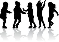 silhouettes of children playing with each other