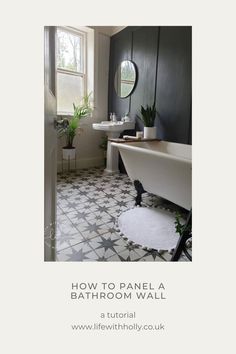 an image of a bathroom setting with the text how to panel a bathroom wall