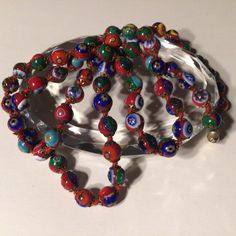 "Antique art-deco-1930-murano-millefiori-glass-bead-34\".Made in Italy.Excellent Vintage Condition." Antique Art Deco, Beaded Necklaces, Antique Art, Glass Bead, Made In, San Diego, Glass Beads, In Italy, Art Deco