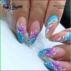 Click here to view more Fofosbeauty Press On Nails at lower price! Fofosbeauty--Press on nails 24 Pieces set 12 different sizes. Artificial nails design your own nails for weddings, parties, weekend dating, or special occasions. Acrylic nails art accessories design 24 pcs set full nail design fake nail tips with free nail glue sticker sheet and mini nail file. These tools can help you wear fake nails better, and the operation is easy and convenient for everyone. Clip-on nails have different size Nail Art Flowers Designs, Unghie Sfumate, Kutek Disney, Fancy Nails Designs, Nagel Tips, Flower Nail Designs, Pretty Nail Art Designs, Pretty Nail Art, Flower Nail Art