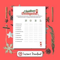 the christmas scatteries game is shown on a pink background with other items around it