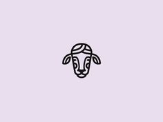 a sheep's head in black and white on a light purple background with the words,