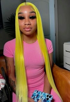 Yellow Hair Color, Neon Hair, Hot Hair Styles, Yellow Hair, Yellow Lace