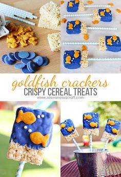 goldfish crackers and crispy cereal treats are great for kids to make at the beach