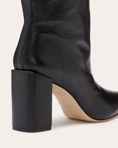 Step out in style in the Bo, a pair of sleek black knee-high leather boots with a block heel perfect for pairing with a mini dress for an effortless casual look or for dressing up for a night out. These boots will become a style staple in your fall wardrobe. This is part of a limited-run capsule collection designed with Chelsea Paris, a female founded luxury footwear brand. Each pair of shoes is handmade by European artisans. Size & Fit – This style runs true to size, take your normal size. – He Leather Heeled Boots, Black Knees, Knee High Leather Boots, Heat Styling Products, Shoe Store, Fall Wardrobe, Luxury Shoes, Leather Heels, Shoe Brands