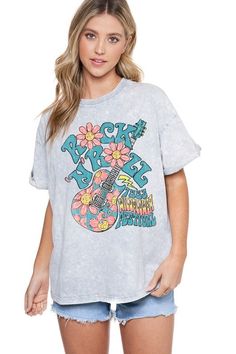 Rock and Roll Wildflower Graphic Tshirt Boyfriend Fit Mineral Wash Cotton Rolled Cuffs 100% Cotton Wildflower Graphic, Boyfriend Fit, Sweater Skirt, Rock And Roll, Sweater Top, Dress Skirt, Wild Flowers, Topshop, Graphic Tshirt