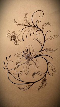 a drawing of a flower on the wall