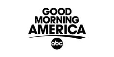 the good morning america logo is shown in black and white, with an orange dot at the bottom