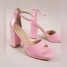 Brand New! Price Is Firm! Pink Color, Ankle Strap, Open Toe Sandals. Size: 8 Heel Height: 3.9 Inch Pink Adjustable Heels For Party, Adjustable Pink Heels For Party, Pink Heels For Spring, Pink Adjustable High Heels, Trendy Pink Sandals Medium Width, Trendy Pink Medium Width Sandals, Trendy Medium Width Pink Sandals, Pink Party Sandals Medium Width, New Price