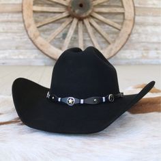 The Larry Mahan 3X Oplin Black Wool Cowboy Hat is a classic cattleman hat with a 3 3/4" brim, crafted from premium wool for durability. Brim - 3 3/4" Crown 4 1/2" Black Premium 3x Wool Proudly Made In The U.S.A. Comfort Sweatband Cattleman Hat, Western Hats, Charm Making, Cowboy Hat, Black Wool, Western Wear, Vintage Charms, Cowboy Hats, Wardrobe Staples