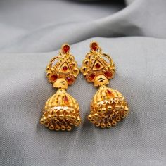 22kt Gold Indian Bollywood Style Bridal Handmade Jhumki Indian Jewelry  K3659  | eBay