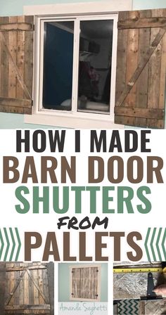 Barn door shutters Diy Farmhouse Shutters, Diy Window Shutters, Pallet Shutters, Shutters Inside, Shutters Diy, Indoor Windows