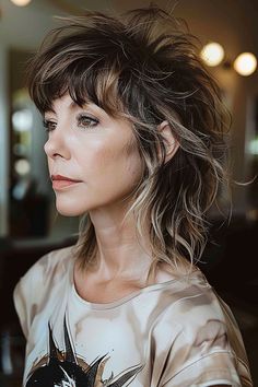 Must-Try Shag Haircuts and Hairstyles in 2024 Shag Color Ideas, Mullet Over 50, Uneven Layers Haircuts, Carol Brady Haircut, Shag Hairstyles For Wavy Hair, Funky Shag Haircut, Asymmetrical Shag Haircut, Medium Length Edgy Hair, 1970s Shag Haircut For Women