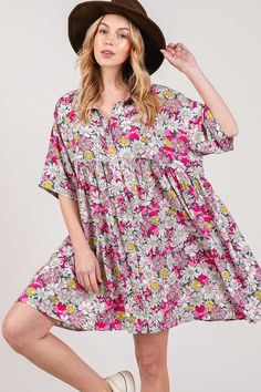 The Floral Button Down Mini Shirt Dress is a charming and versatile piece that is perfect for both casual and dressy occasions. Featuring a floral print, this dress exudes a feminine and romantic vibe. The button-down front adds a touch of classic style to the modern silhouette. With its mini length, this dress is flattering and effortlessly chic. Made from lightweight and airy fabric, it is comfortable to wear all day long. Pair it with sneakers for a laid-back look or dress it up with heels fo Formal Cocktail Dress, Floral Shirt Dress, Button Down, Spring Outfits Women, Mini Shirt Dress, Active Wear Leggings, Basic Style, Floral Shirt, Boho Dress