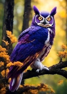 an owl sitting on top of a tree branch