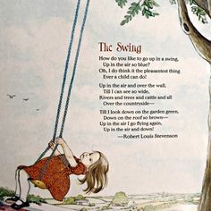 an illustration of a girl swinging on a swing with the caption'the swing '