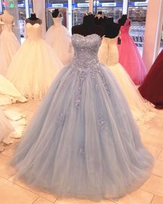 Stylish Lace Embroidery Sweetheart Tulle Ball Gowns Quinceanera Dresses Colorful Birthday Party, Tulle Balls, Wedding Dresses 2018, Wedding Dress Lace, Tulle Ball Gown, Sweet 16 Dresses, Quince Dresses, Applique Dress, Dresses Lace