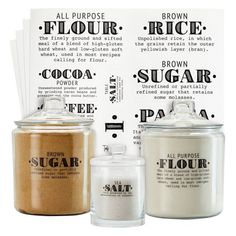 three different types of sugar are shown in front of a paper with the words sugar on it