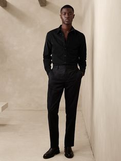 Cerro Corduroy Shirt | Banana Republic Classy Wear Men, Black Outfits For Men Classy, Black Outfits Men Classy, Black Cocktail Attire Men, Men’s Formal Attire, Mens Black Button Down Shirt Outfit, Black Wedding Outfit Men, Black Outfit Men Casual Classy, All Black Outfit Men Classy