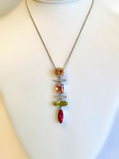 Multi Gemstone Pendant Multi Color Pendant Necklace Silver Multi Stone Pendant Morganite Peridot Ruby Pave Pendant Morganite Pendant, Turquoise Bead Necklaces, Pave Pendant, Handmade Gold, Silver Rings Handmade, Gorgeous Bracelet, Pink Stone, Gorgeous Necklaces, Morganite