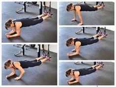 a woman is doing exercises on the floor