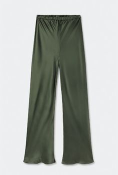 Our everyday pant, cut from 100% silk with a satin weave. A signature style that falls into a fluid silhouette with a slight flare. Its elasticated waistband sits high above the hip, pulling in to highlight the waistline. Combining elegance, comfort and style, it's a piece that will complement any wardrobe. Material: 1 Silk Laundry, Everyday Pants, Carbon Offset, Trapeze Dress, Satin Color, French Seam, Boyfriend Shirt, Silk Pants, Straight Leg Pants