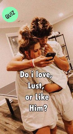 two people hugging each other with the caption do i love, lust, or like him?